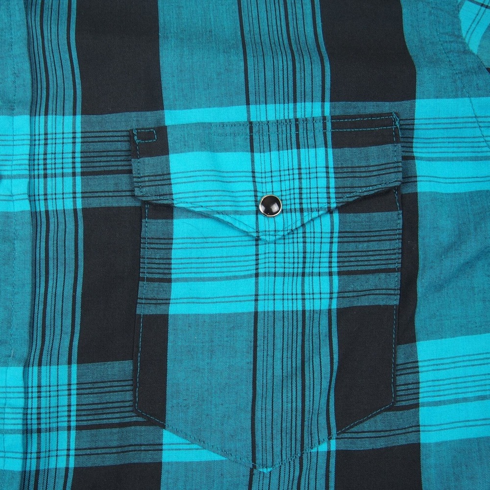 Vintage Wrangler Shirt X-Long Tails Sz L 16-33 Pearl Snap Cowboy Cut Turquoise - Picture 9 of 9